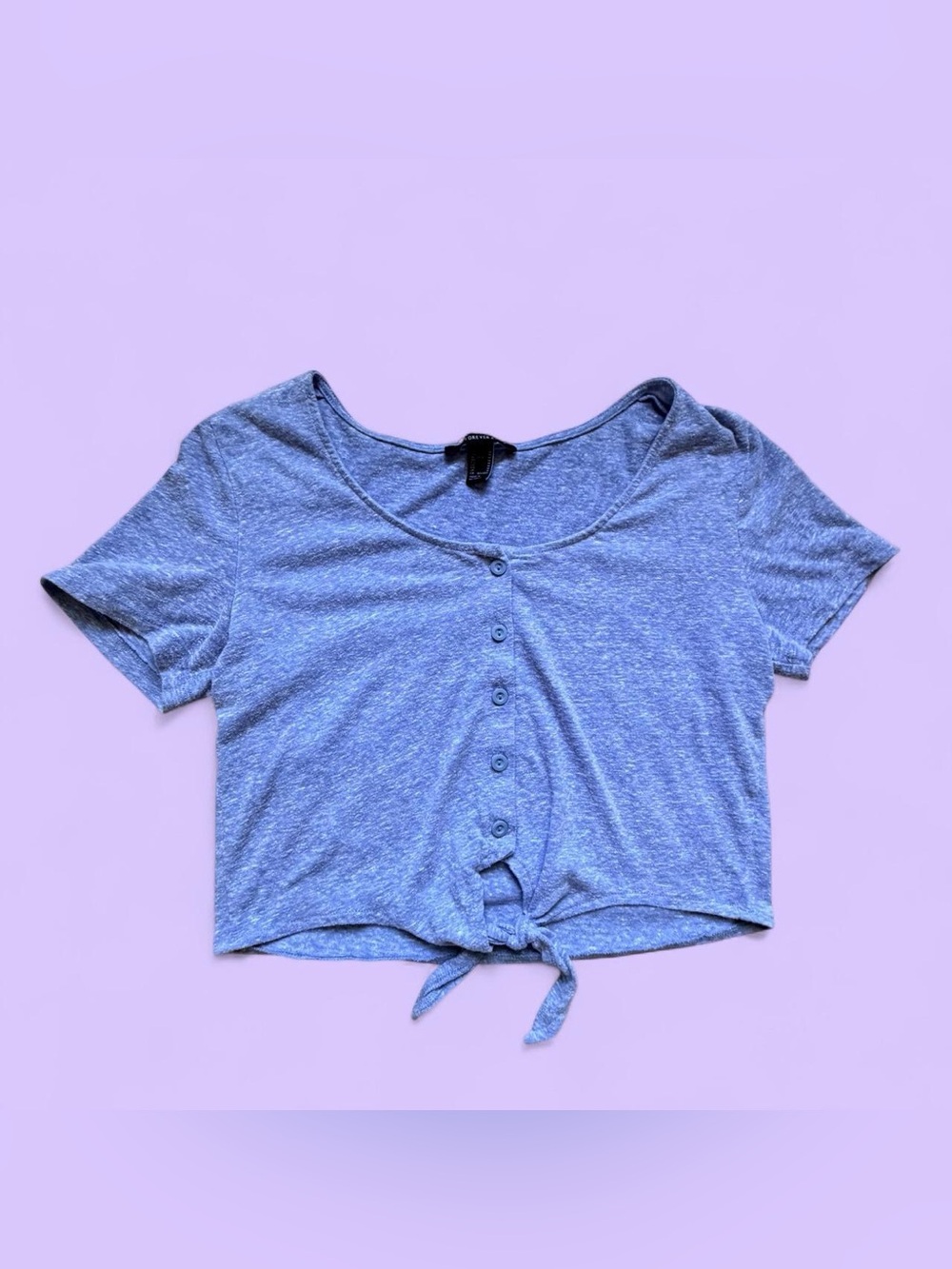 Forever 21 blue tie front crop top